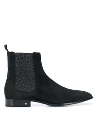 Black Leopard Suede Chelsea Boots