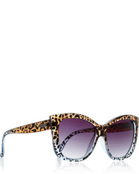 Le Specs Hatter Leopard Print Cat Eye Acetate Sunglasses