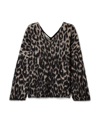 Black Leopard V-neck Sweater