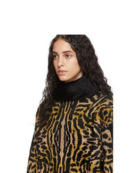 Givenchy Black And Orange Wool Oversized Leopard Turtleneck