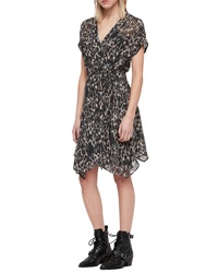 Black Leopard Wrap Dress