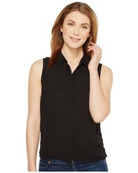 CeCe Sleeveless Lightweight Crepe Collared Blouse Blouse