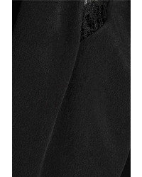 Anine Bing Lace Trimmed Washed Silk Dress Black