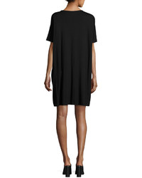 Eileen Fisher Short Sleeve Lightweight Jersey Dress Black