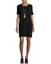Eileen Fisher Short Sleeve Lightweight Jersey Dress Black
