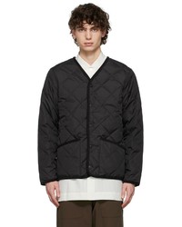 TAION Black Quilted Down Piping Cardigan