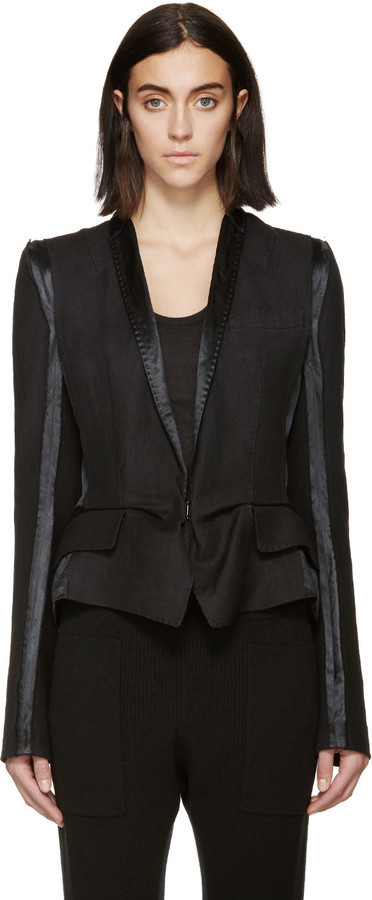 Haider Ackermann Black Linen Patchwork Blazer, $2,000 | SSENSE | Lookastic