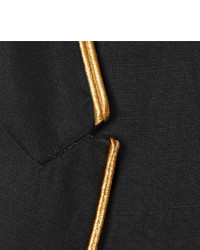 Haider Ackermann Black Slim Fit Gold Trimmed Linen And Silk Blend Blazer