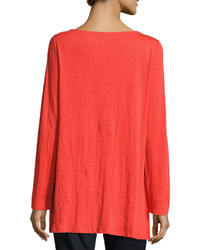 Eileen Fisher Bateau Neck Organic Linen Jersey Top