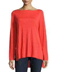 Eileen Fisher Bateau Neck Organic Linen Jersey Top