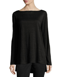 Eileen Fisher Bateau Neck Organic Linen Jersey Top