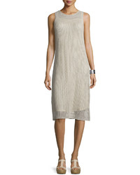 Eileen Fisher Sleeveless Textured Linen Dress W Slip