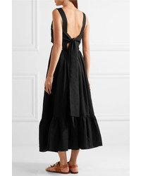 Chloé Tie Back Linen Maxi Dress Black