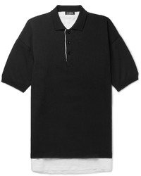 Raf Simons Oversized Linen Lined Knitted Cotton Polo Shirt