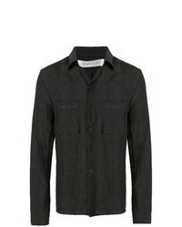 Black Linen Shirt Jacket
