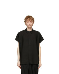 Jan Jan Van Essche Black Linen And Paper Short Sleeve Shirt