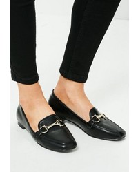 Missguided Black Buckle Detail Loafers