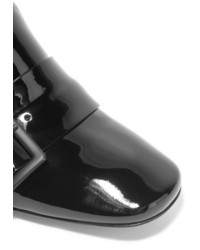 Jil Sander Buckled Patent Leather Loafers Black