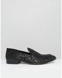 Dune Glitter Loafers In Black