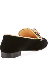 Christian Louboutin Museo Velvet Red Sole Smoking Loafer