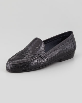 Sesto Meucci Nina Woven Leather Loafer Black, $245 | Neiman Marcus ...