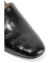 The Row Noelle Alligator Collapsible Heel Loafers Black