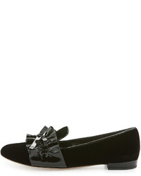 Miu Miu Ruched Patent Velvet Loafer Black