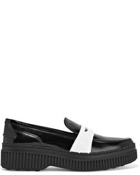Tod's Two Tone Patent Leather Loafers Black