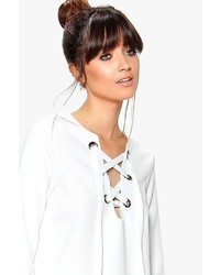 Boohoo Amy Bold Lace Up Woven Blouse