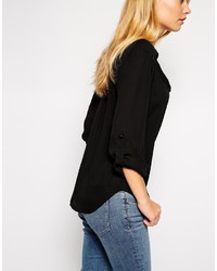 Asos Collection Drape Front Blouse With Collar