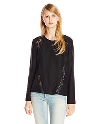 Parker Derby Silk And Lace Long Sleeve Blouse