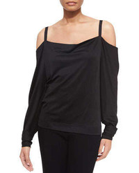 Donna Karan Long Sleeve Cold Shoulder Blouse Black