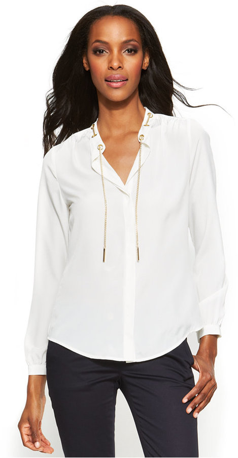 Michael kors blouse with deals gold chain