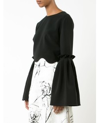 Christian Siriano Scalloped Cropped Blouse
