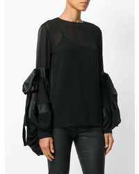 Saint Laurent Semi Sheer Oversized Sleeves Blouse