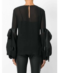 Saint Laurent Semi Sheer Oversized Sleeves Blouse
