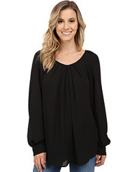 Stetson Solid Crepe Long Sleeve Peasant Blouse