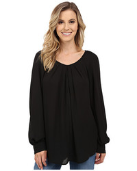 Stetson Solid Crepe Long Sleeve Peasant Blouse