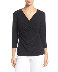 Nic+Zoe Solid Faux Wrap Top