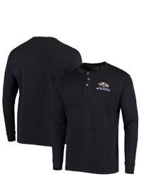 Dunbrooke Black Baltimore Ravens Logo Maverick Thermal Henley Long Sleeve T Shirt