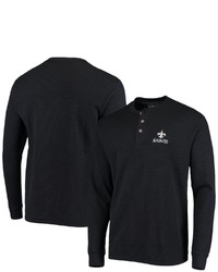 Dunbrooke Black New Orleans Saints Logo Maverick Thermal Henley Long Sleeve T Shirt