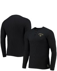 Junk Food Black New Orleans Saints Thermal Henley Long Sleeve T Shirt