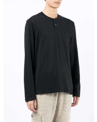 James Perse Brushed Cotton Long Sleeve Henley T Shirt