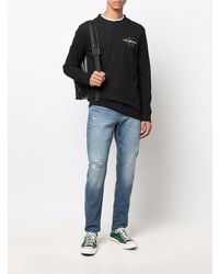 Calvin Klein Jeans Buttoned Logo Print Jumper