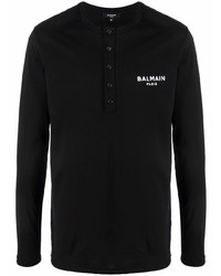 Balmain Logo Print Long Sleeve T Shirt