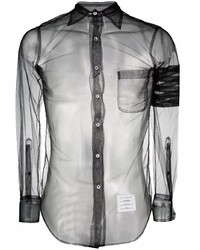 Thom Browne 4 Bar Sheer Tulle Classic Fit Shirt
