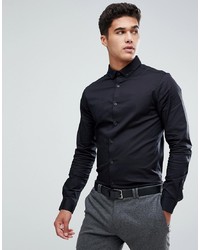 ASOS DESIGN Asos Skinny Shirt In Black With Collar