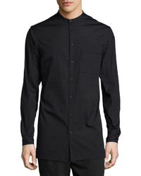 Helmut Lang Band Collar Long Sleeve Sport Shirt Black