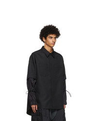 JERIH Black Detachable Shirt