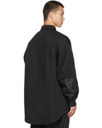 JERIH Black Detachable Sleeve Shirt